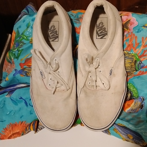 white Vans canvas sneakers men's size 10 - Picture 4 of 6